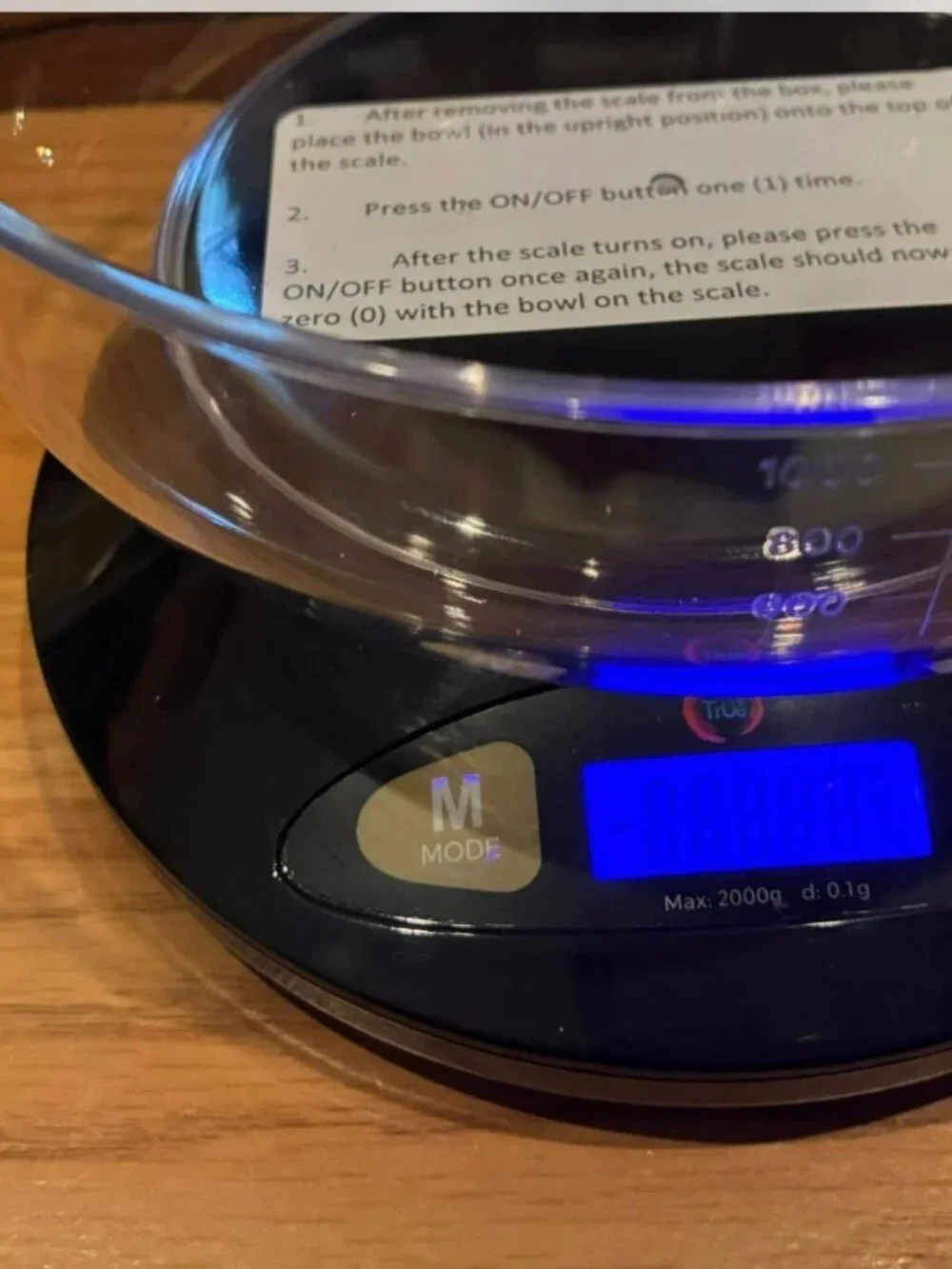 Digital Bowl Scale 2000 grams Dishwasher Safe